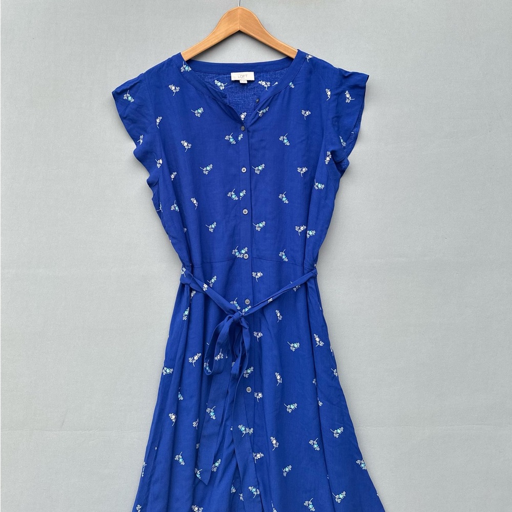 5 for$40 Loft Dress Women Size 16 Blue - Picture 2 of 7